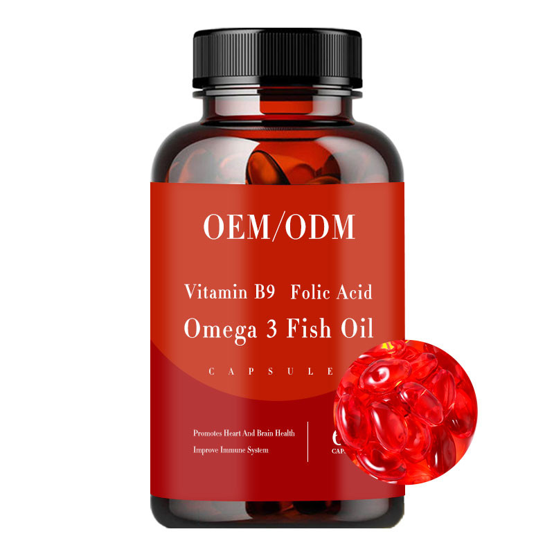 Vitamin B9 Asam Folat Minyak Ikan Omega 3 Vitamin Softgel Meningkatkan Kesehatan Jantung Dan Otak