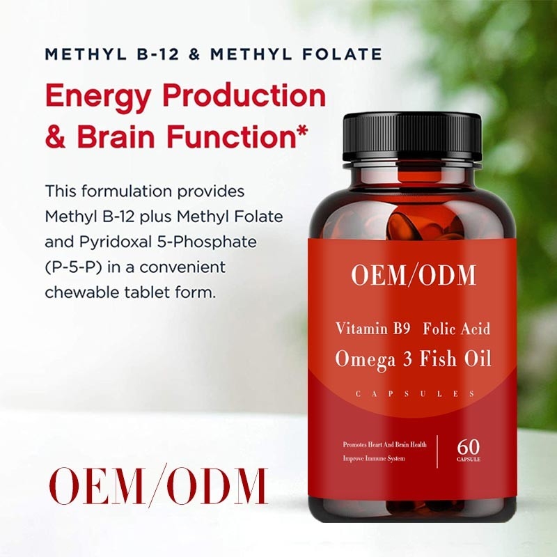 Vitamin B9 Asam Folat Minyak Ikan Omega 3 Vitamin Softgel Meningkatkan Kesehatan Jantung Dan Otak