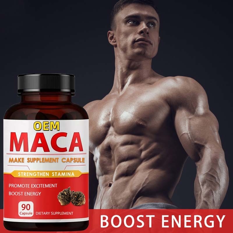 OEM Label Pribadi Aphrodisiac Black Maca Root Supplement Organic Maca Capsules Untuk Pria