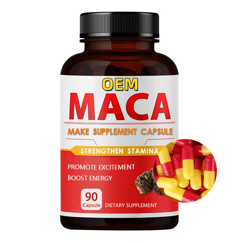 OEM Label Pribadi Aphrodisiac Black Maca Root Supplement Organic Maca Capsules Untuk Pria