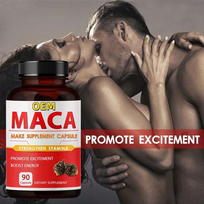 OEM Label Pribadi Aphrodisiac Black Maca Root Supplement Organic Maca Capsules Untuk Pria