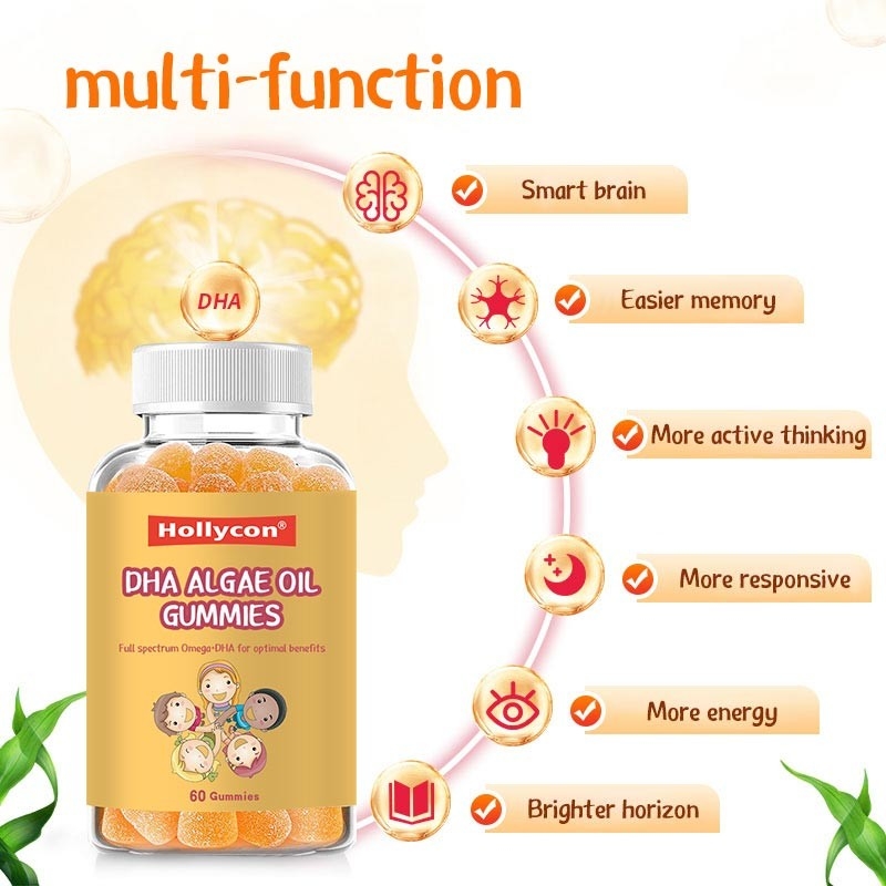 Nutrisi DHA ALGAE Oil Gummies EPA DHA Cod Liver Oil Pills Gummy For Kids Dewasa