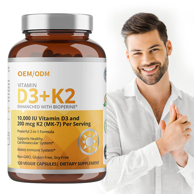 Formula Non GMO 5000 IU Vitamin D3 Gummies 90 mcg Vitamin K2 MK-7 Kapsul