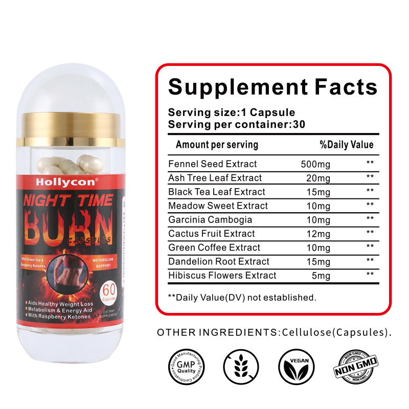 Private Label Healthcare Supplement OEM Mendukung Penurunan Berat Badan Night Time Fat Burn Capsules