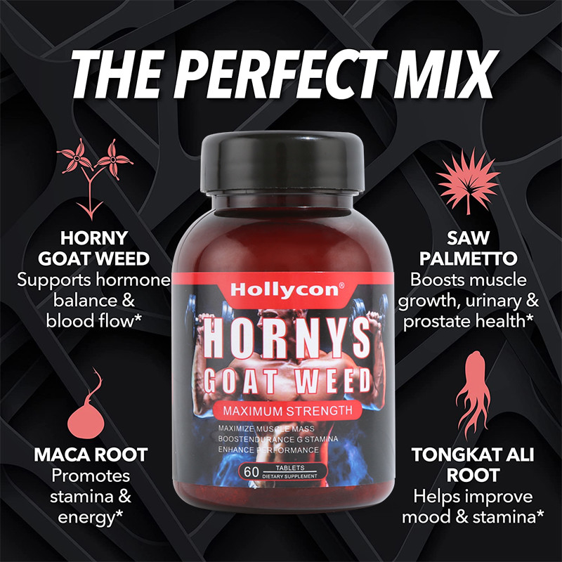 Private Label Healthcare Supplements OEM Mendukung Energy Muscle Hornys Goat Weed Tablets