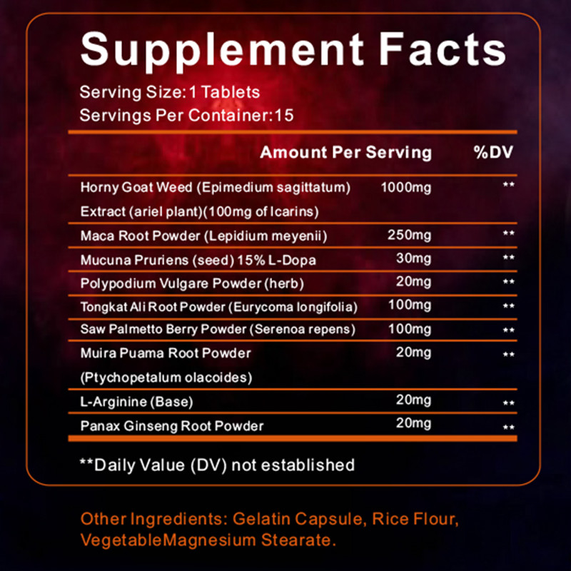 Private Label Healthcare Supplements OEM Mendukung Energy Muscle Hornys Goat Weed Tablets