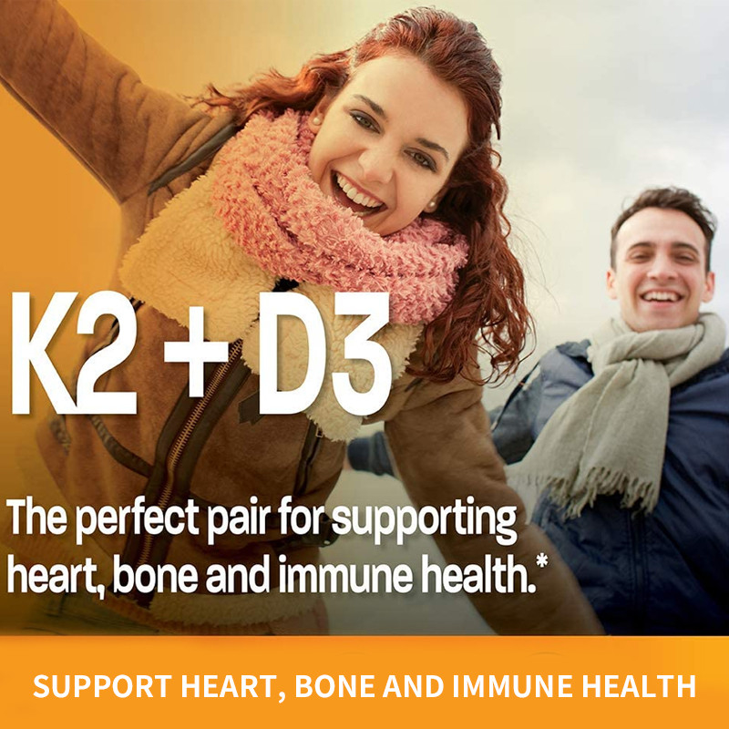 Vitamin D3 Gummies Kustom 5000 IU Dengan K2 100 Mg Softgels 2 In 1 Mendukung Jantung Imun
