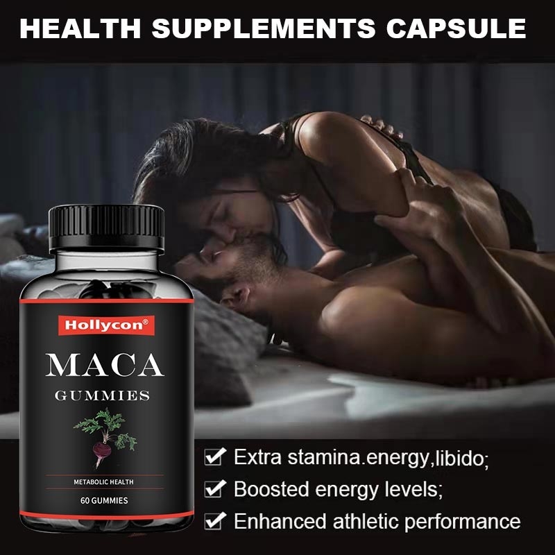 ODM Maca Root Gummies Hitam Merah Kuning Dukungan Hormonal Keseimbangan Energi Meningkatkan Fokus Suasana Hati