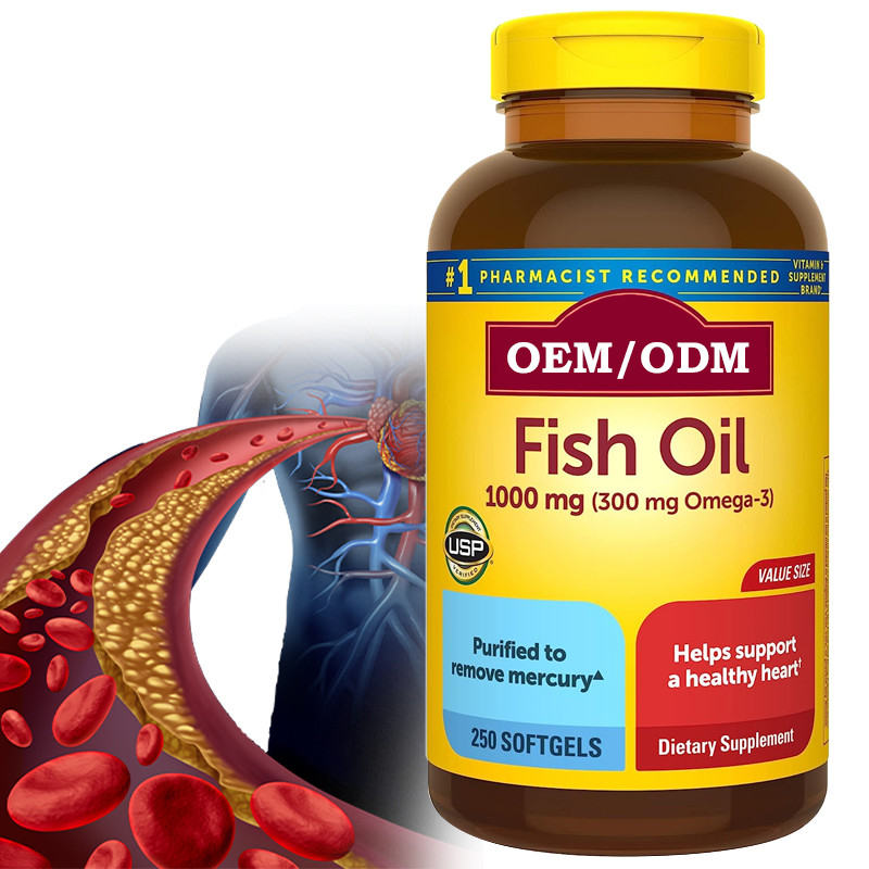 1000Mg Softgels Minyak Ikan Omega 3 Untuk Suplemen Dukungan Jantung Sehat Pasokan 250 Softgels 125 Hari