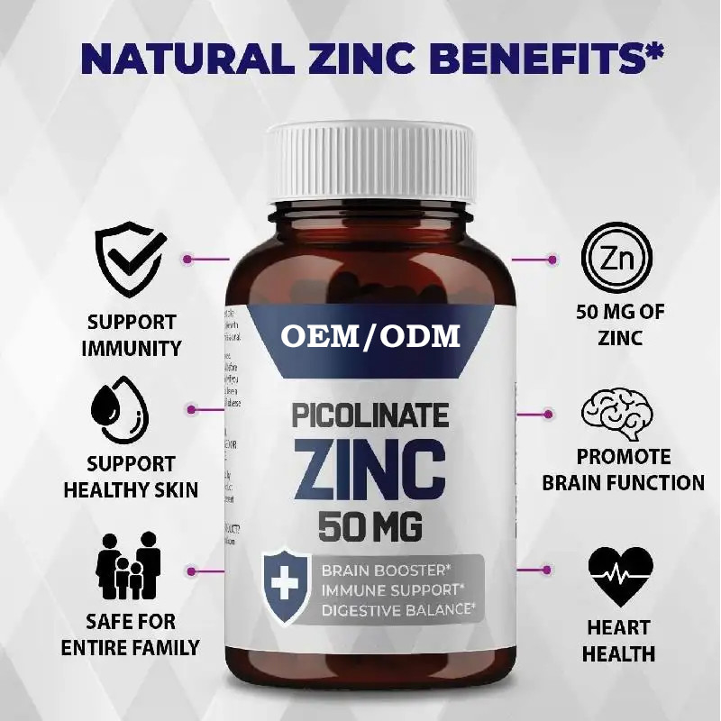 OEM Zinc Picolinate 30mg Suplemen yang diserap dengan baik untuk Kapsul Fungsi Kekebalan Tubuh