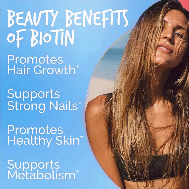 OEM Perawatan Kulit Biotin Vitamin Gummies Rambut Kulit Dan Kuku Pertumbuhan Kembali 10000 Mcg Softgels 100 Hitung
