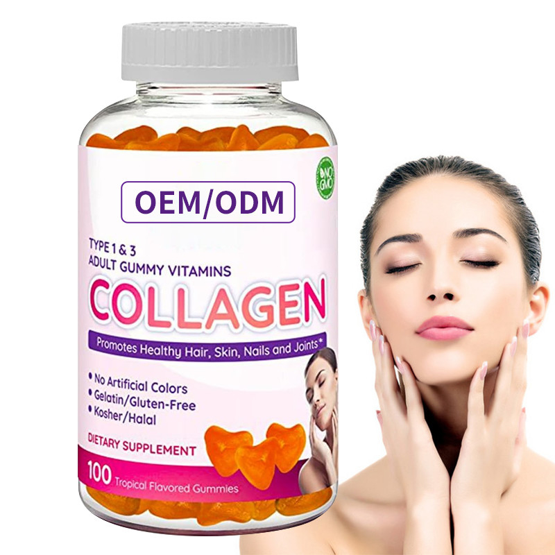 ODM Collagen Gummies 2500mcg Biotin Zinc Vitamin E C Untuk Pertumbuhan Rambut Kulit Dan Kuku