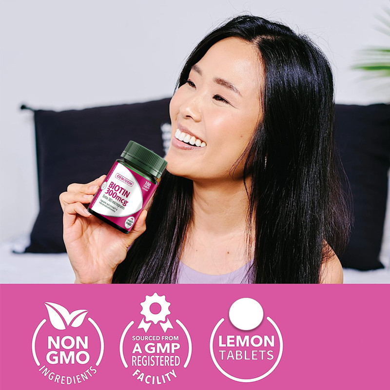 COA Biotin Vitamin Gummies 300mcg Menjaga Kesehatan Kuku Membantu Pemecahan Lemak Makanan 100Pcs