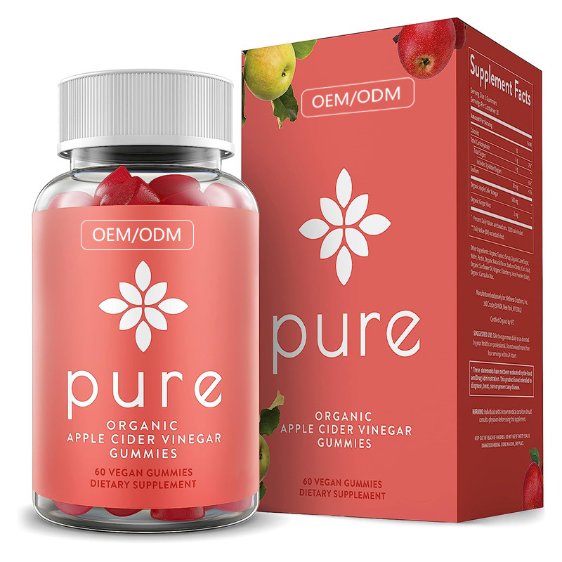 FDA Apple Cider Vinegar Gummies Detox Mentah Vegan Mendukung 60 Ct ACV Gummies