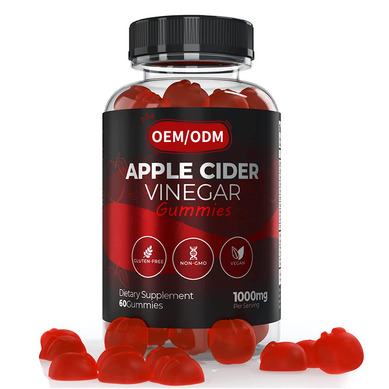 OEM ACV Rugi Manajemen Berat Badan Vitamin Bebas Gluten Vegan Non-GMO Rugi Cepat Apple Cider Vinegar Gummies