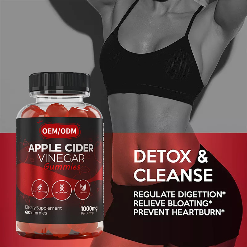 OEM ACV Rugi Manajemen Berat Badan Vitamin Bebas Gluten Vegan Non-GMO Rugi Cepat Apple Cider Vinegar Gummies