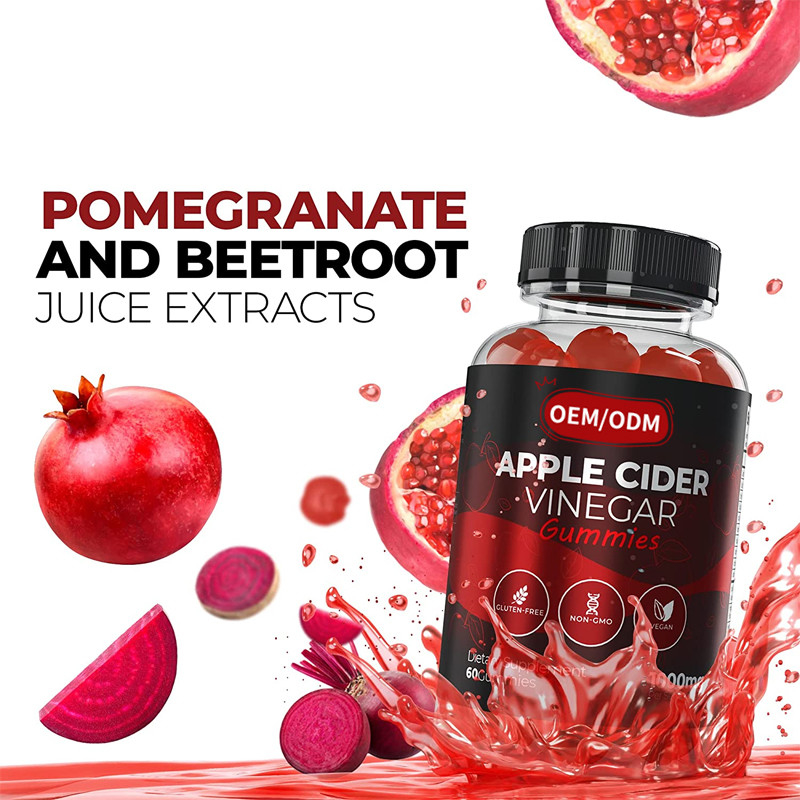 OEM ACV Rugi Manajemen Berat Badan Vitamin Bebas Gluten Vegan Non-GMO Rugi Cepat Apple Cider Vinegar Gummies