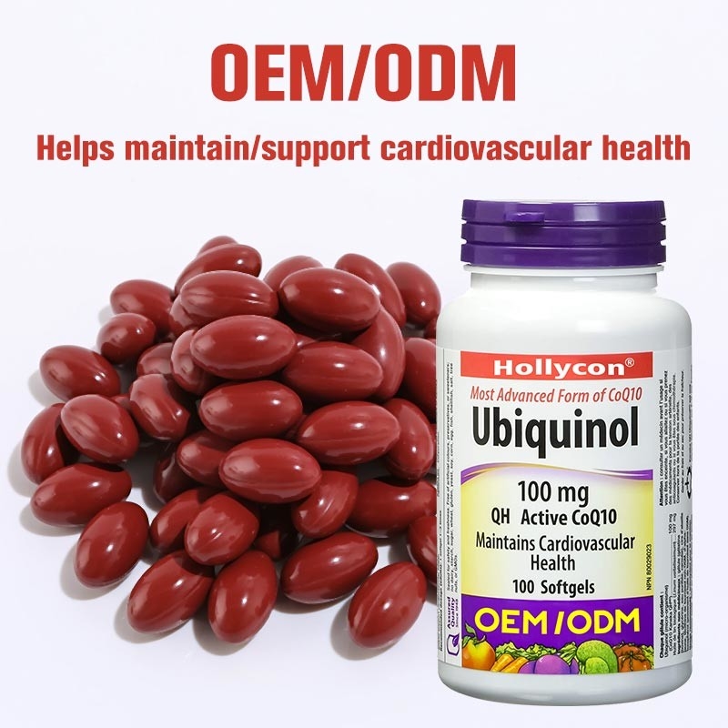 Suplemen Kesehatan OEM Mendukung Kesehatan Kardiovaskular C Ubiquinol Coenzyme Q10 Softgel Capsules untuk Jantung Sehat Q10