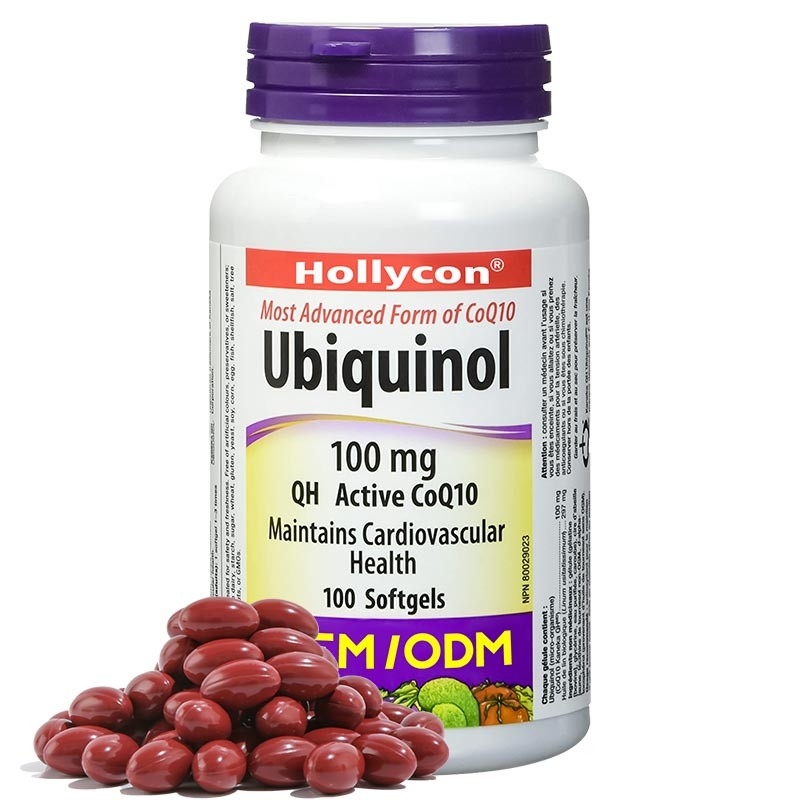 Suplemen Kesehatan OEM Mendukung Kesehatan Kardiovaskular C Ubiquinol Coenzyme Q10 Softgel Capsules untuk Jantung Sehat Q10