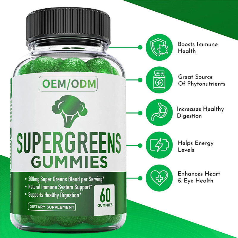 Super Green Gummy Vitamin Vitamin Esensial Dan Mineral Dukungan Kekebalan Tubuh Suplemen Diet