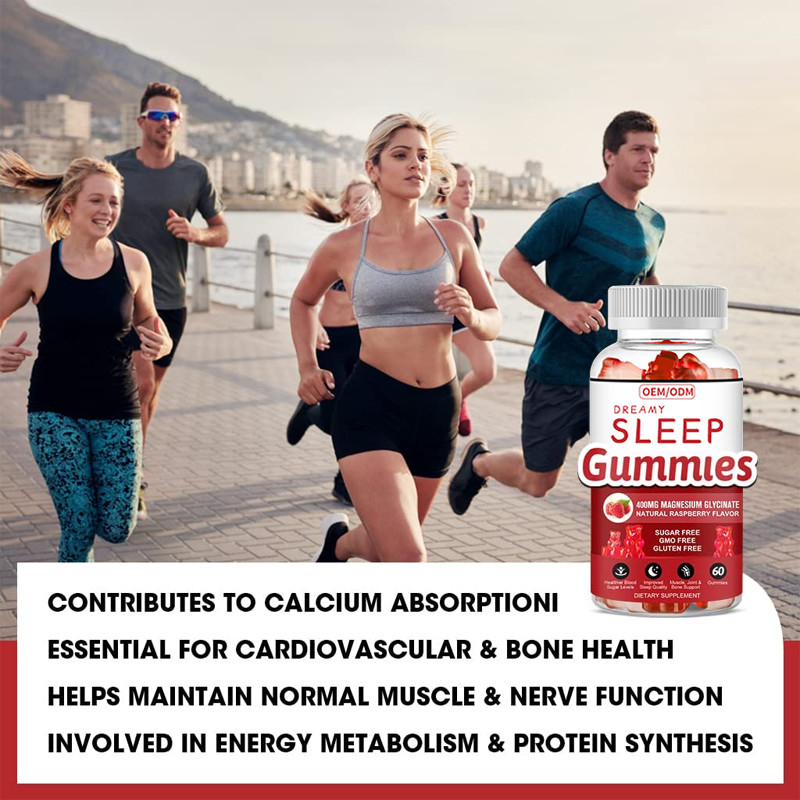 Gluten Free Melatonin Vitamin Gummies Mendukung Sleep Relax Melatonin Vitamin D Magnesium Lemon Balm Extract