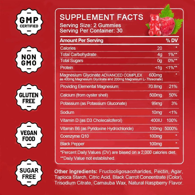Gluten Free Melatonin Vitamin Gummies Mendukung Sleep Relax Melatonin Vitamin D Magnesium Lemon Balm Extract