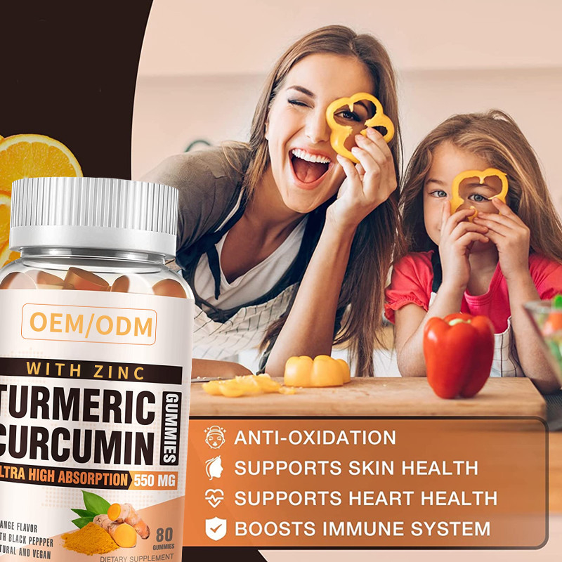 60 PCS Kunyit Dan Jahe Dengan Suplemen Lada Hitam Untuk Dukungan Kekebalan Gummies Jahe Kunyit