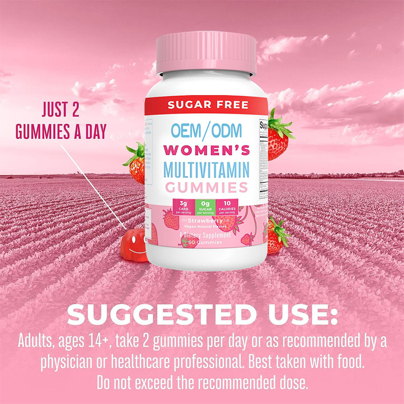 Dukungan Kekebalan Tubuh Vitamin Multivitamin Wanita Harian Dengan Bahan Organik Gummy Kulit Rambut Dan Kuku