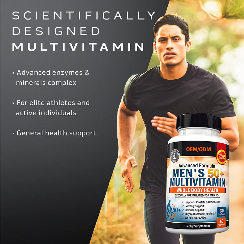Multivitamin Pria Rasa Kustom Untuk Kinerja Fokus Energi Kapsul Multivitamin Seng Kalsium Magnesium