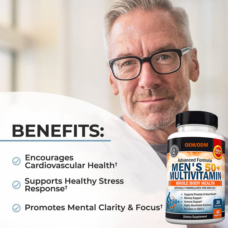 Multivitamin Pria Rasa Kustom Untuk Kinerja Fokus Energi Kapsul Multivitamin Seng Kalsium Magnesium