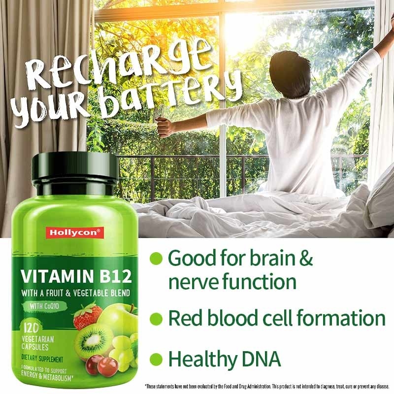 FDA Vitamin b12 Kapsul Metil Folat Vitamin B6 Campuran Sayuran Buah Mendukung Energi Sehat Vegan