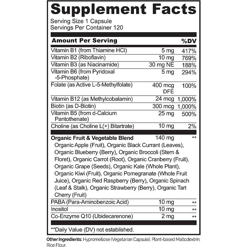 FDA Vitamin b12 Kapsul Metil Folat Vitamin B6 Campuran Sayuran Buah Mendukung Energi Sehat Vegan