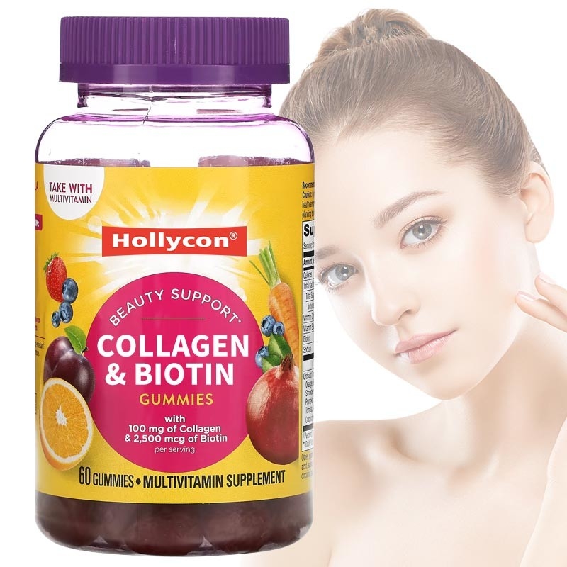 OEM Cleanroom Red Biotin Vitamin Gummies 30 Porsi Per Kontainer Produksi Tanpa Polusi