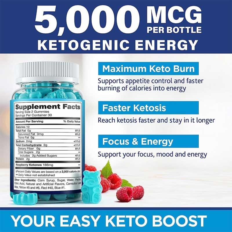 HACCP Keto Burn Gummies 5000 mg Extra Strength Keto Snack Gummies Meningkatkan Metabolisme Keto Vitamin