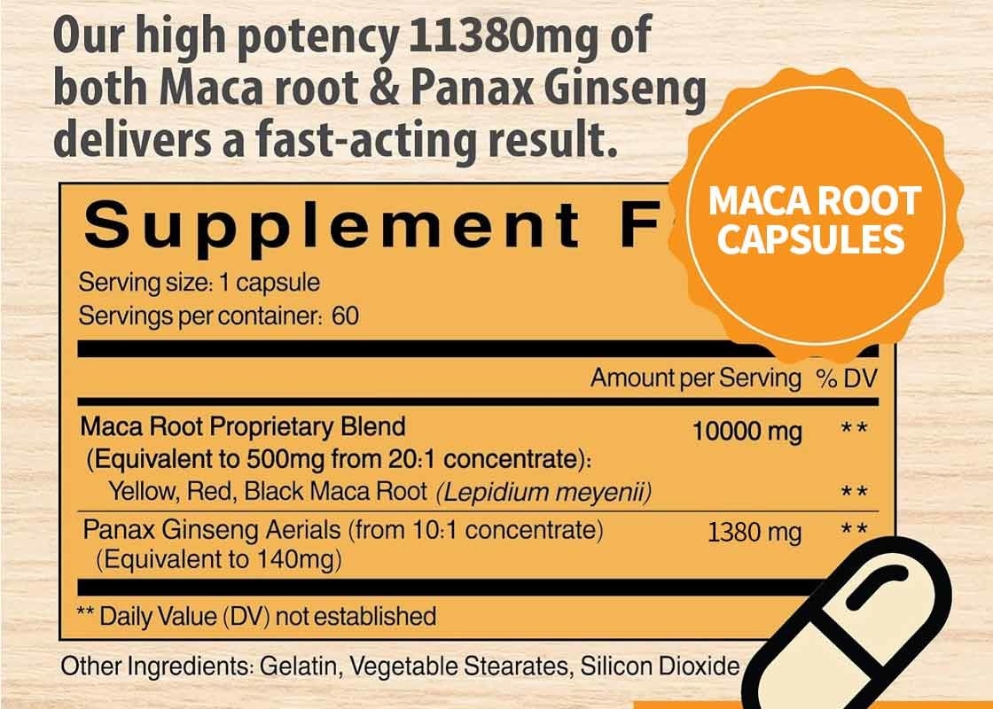 OEM 90 Kapsul Maca Root Suplemen Untuk Pria Dukungan Energi Tingkatkan Stamina Kapsul