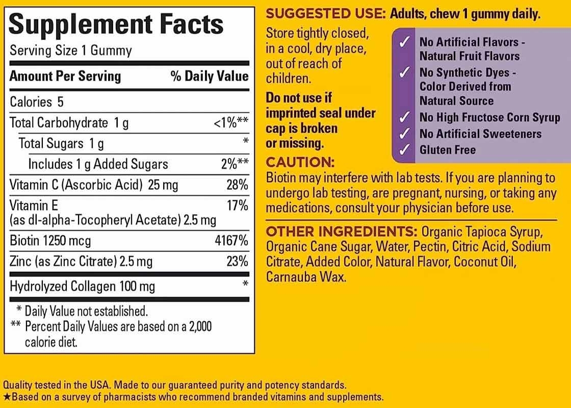 COA Collagen Gummies Dengan Vitamin C Zinc Biotin 60PCS Untuk Kesehatan Kulit Suplemen Dukungan Kekebalan