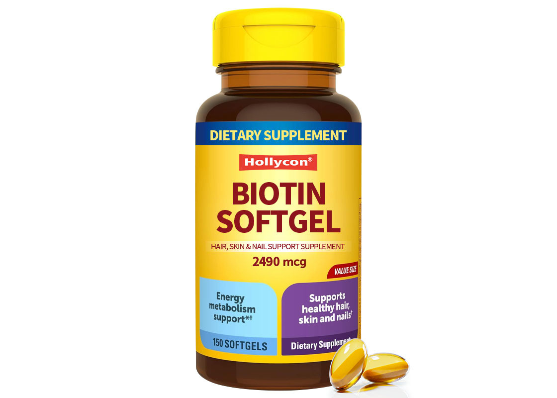 Label pribadi Biotin Softgels 150PCS Dukungan Untuk Rambut Sehat Kulit Kuku Dukungan Suplemen Diet