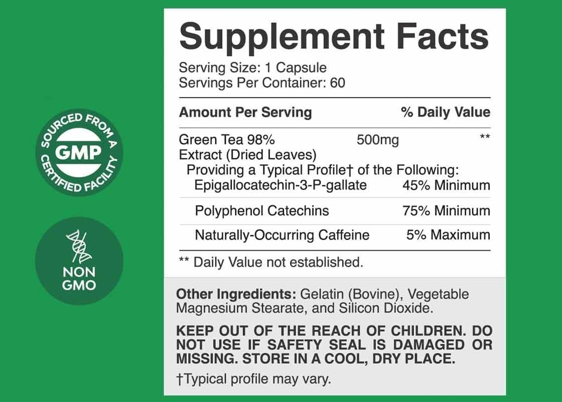 60 pcs Green Tea Extract Capsules Dukungan Untuk Meningkatkan Thermogenesis
