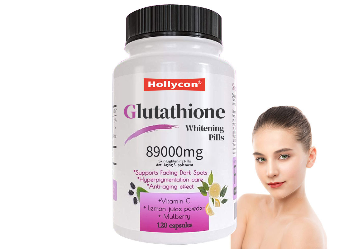 OEM Glutathione pil pemutih membantu untuk menyuburkan kulit dan meringankan nada anti penuaan suplemen