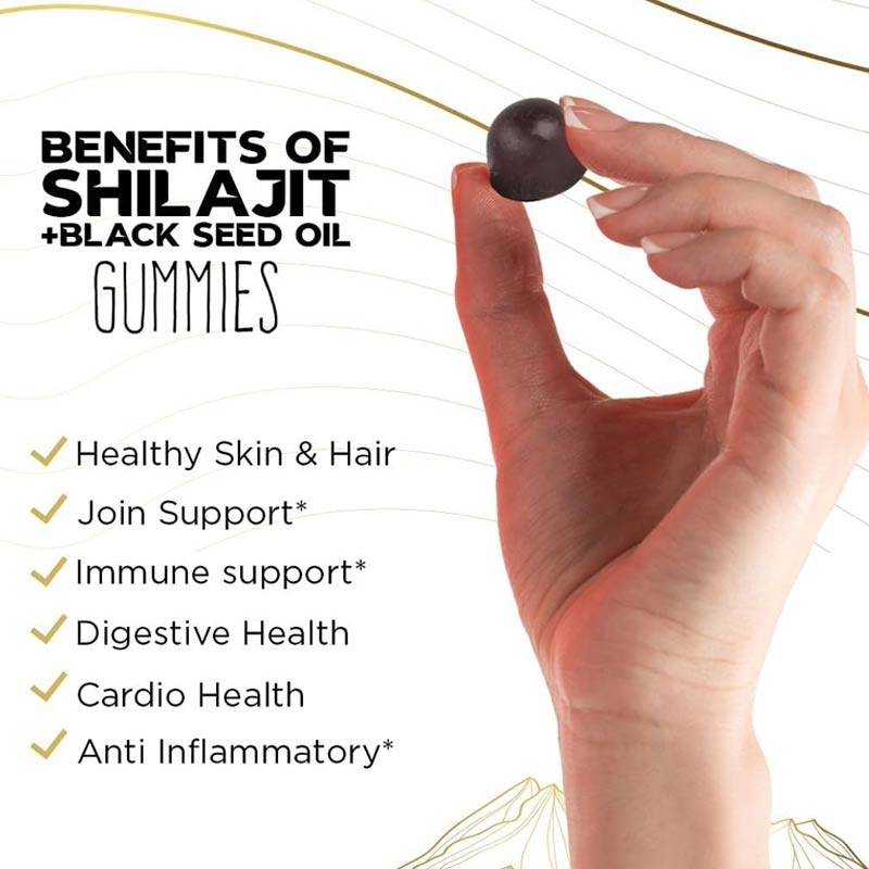 Permen Jeli Suplemen Shilajit Murni Dengan Minyak Habbatussauda Potensi Tinggi Permen Jeli Resin Himalaya Murni