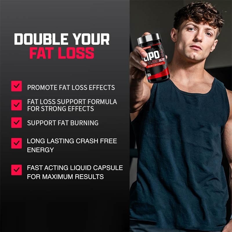 OEM Label Pribadi Lipo-6 Hitam Ultra Konsentrat Slim Kapsul Thermogenic Energizing Suplemen pembakar lemak