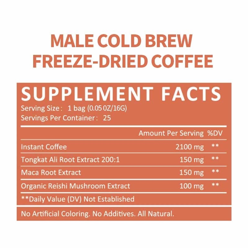 OEM Pria Cold Brew Freeze-Dried Coffee Energy Booster Stamina Performance Men Enhancement Instant Coffee Powder