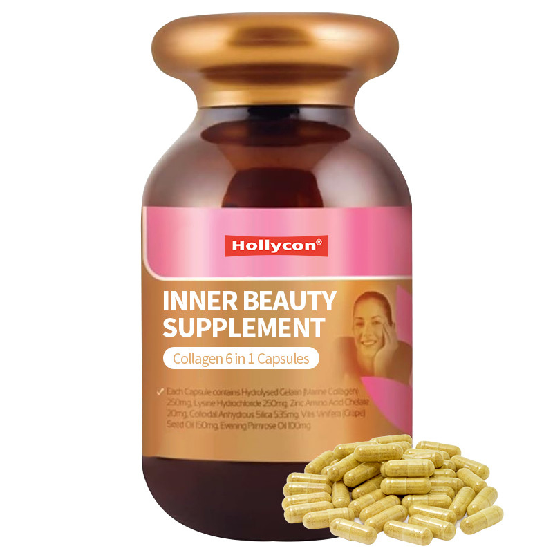 OEM Private Label Inner Beauty Supplement Kolagen 6 In 1 Kapsul Suplemen Kesehatan Kulit