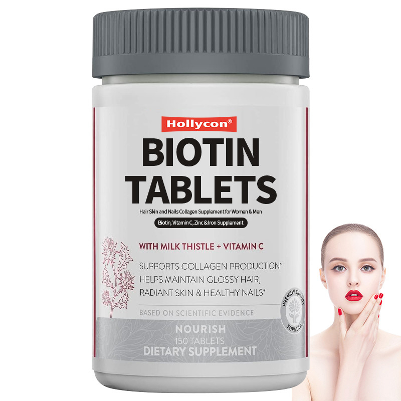 Biotin Tablet Rambut Kulit Dan Kuku Kolagen Suplemen Untuk Wanita & Pria Vitamin C, Seng & Suplemen Besi