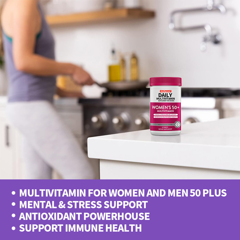 Suplemen Multivitamin Sehari-hari Untuk Wanita Energi, Stres & Dukungan Imun Wanita 50+ Multivitamin Tablet