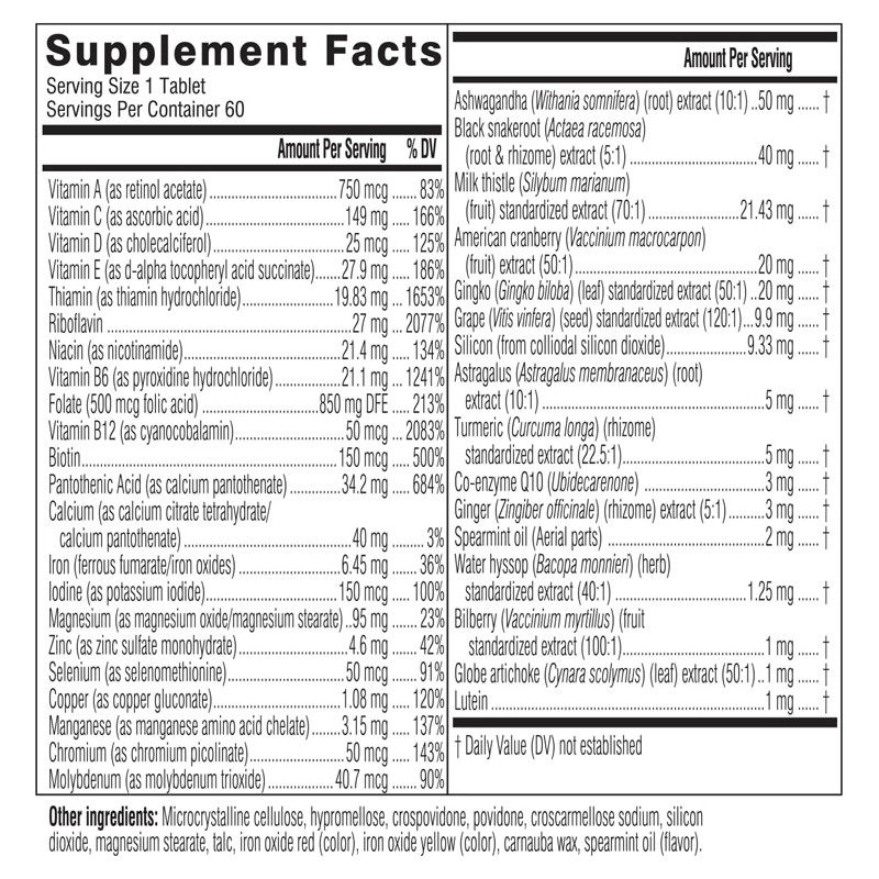 Suplemen Multivitamin Sehari-hari Untuk Wanita Energi, Stres & Dukungan Imun Wanita 50+ Multivitamin Tablet