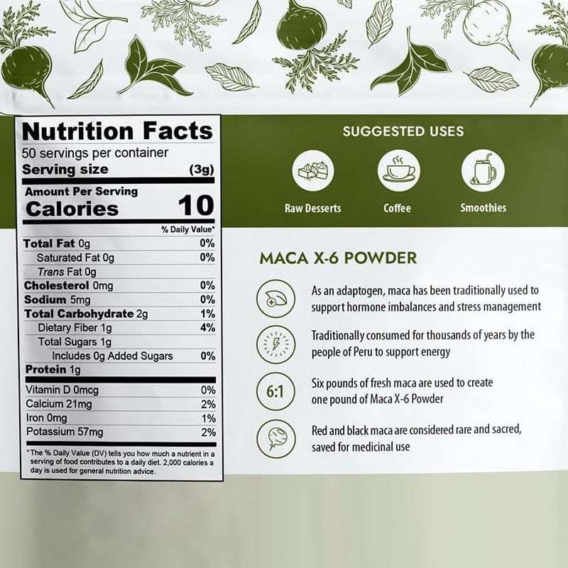 Organic Maca X-6 Black And Red Powder Natural Energy Booster Untuk Pria Dan Wanita Maca Root Powder