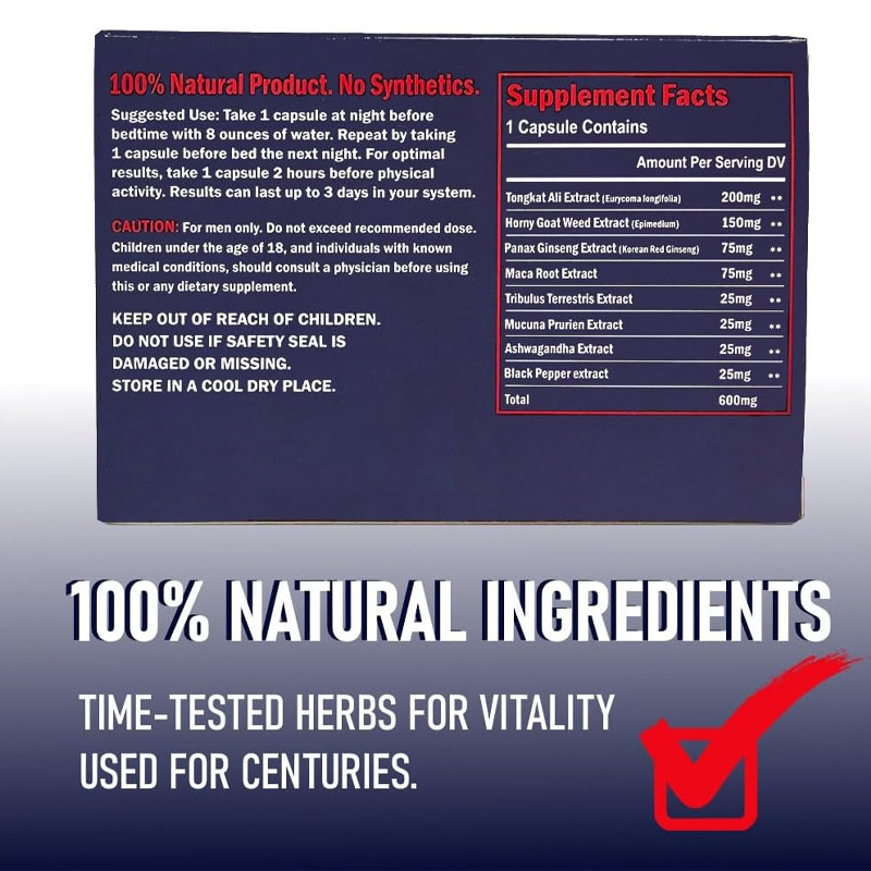 Herbal Suplemen Untuk Pria Horny Kambing Rumput Tongkat Ali Ginseng Maca Root Kapsul cepat bertindak Pill Peningkat Pria