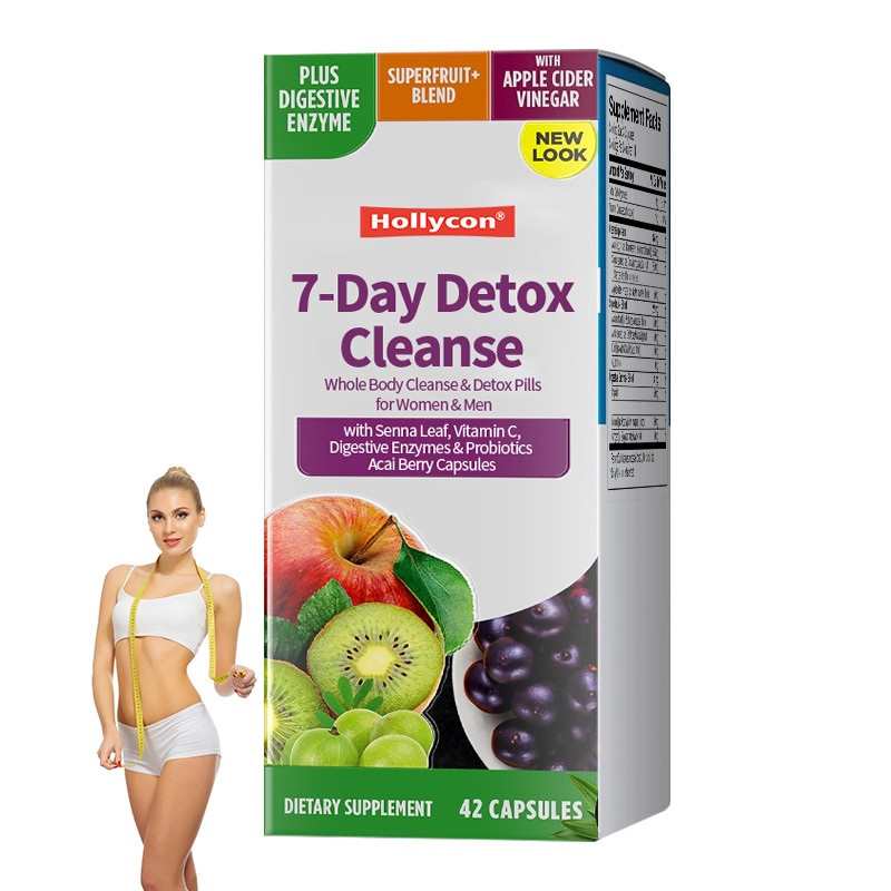 7 Hari Detox Membersihkan Kapsul Dengan Daun Senna Vitamin C Enzim pencernaan Probiotik Acai Berry Kapsul