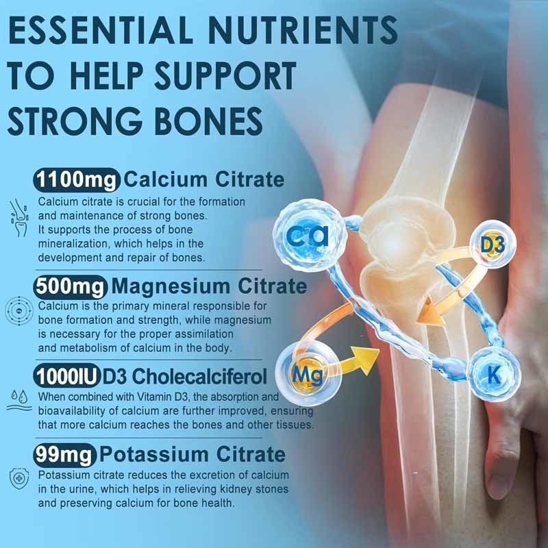 OEM Dukungan Tulang Otot Kesehatan Kekebalan Vitamin D3 untuk Orang Dewasa Kalsium Sitrat Gummies